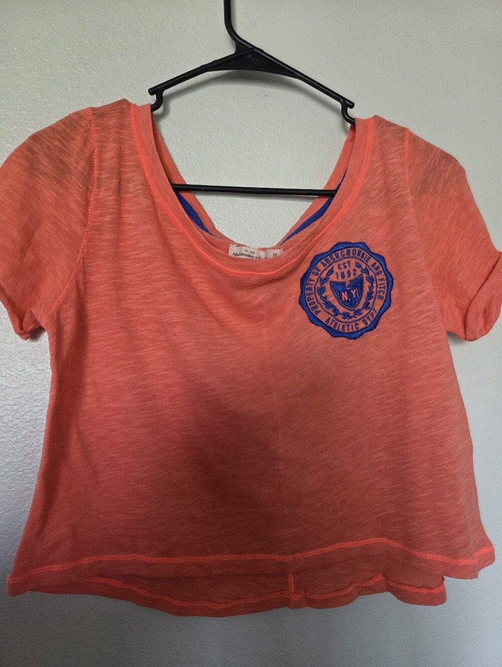 Abercrombie & Fitch Short Sleeve Scoop Neck Top - Coral Pink